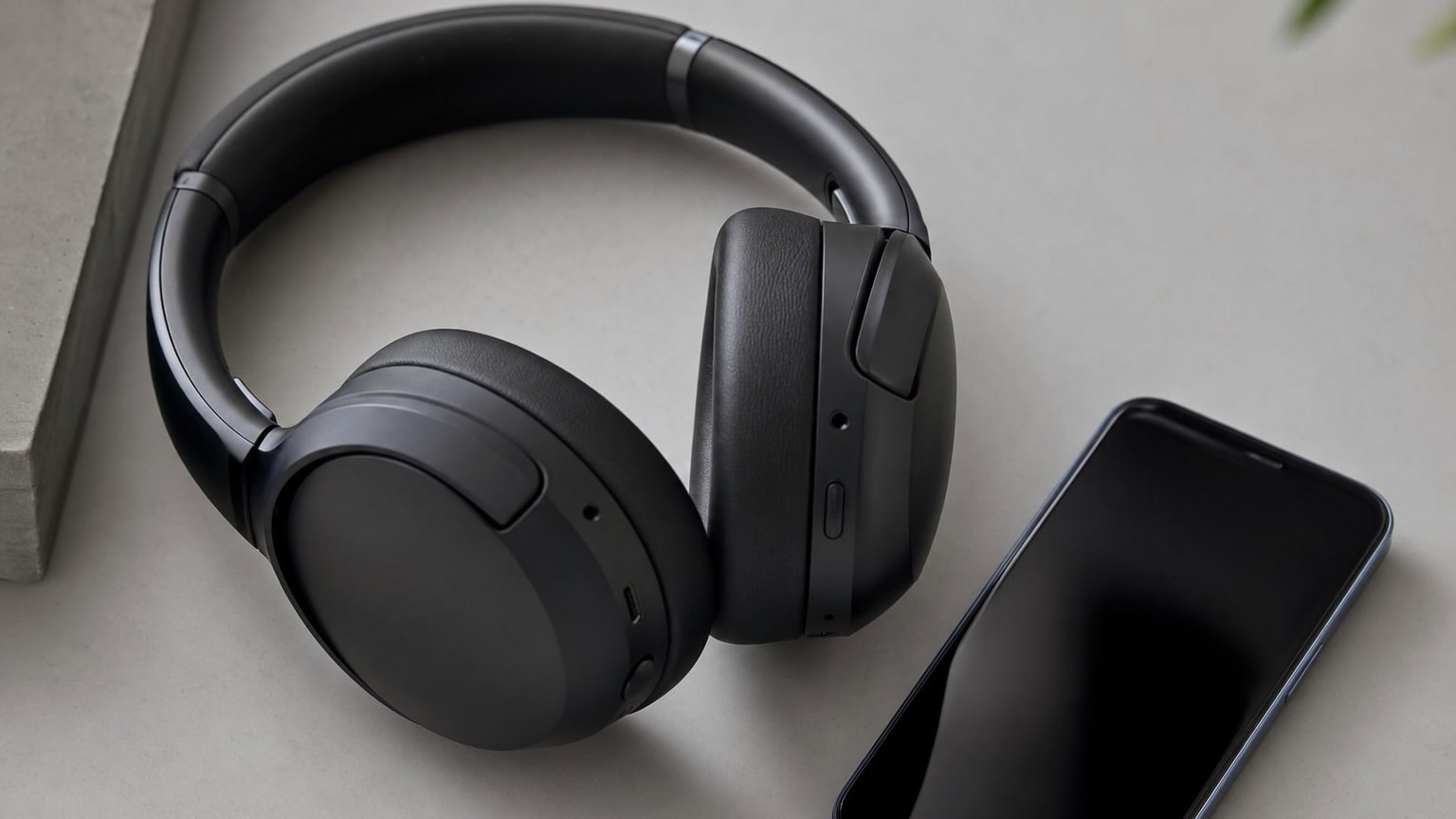 Casque audio sans fil moderne sur fond neutre