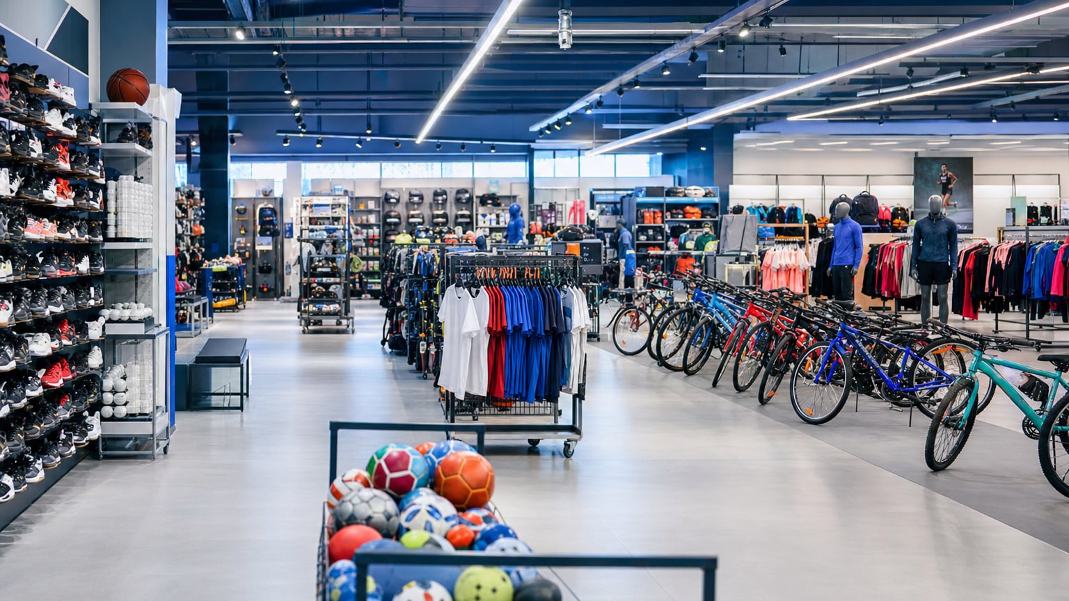 Rayons d'un grand magasin de sport