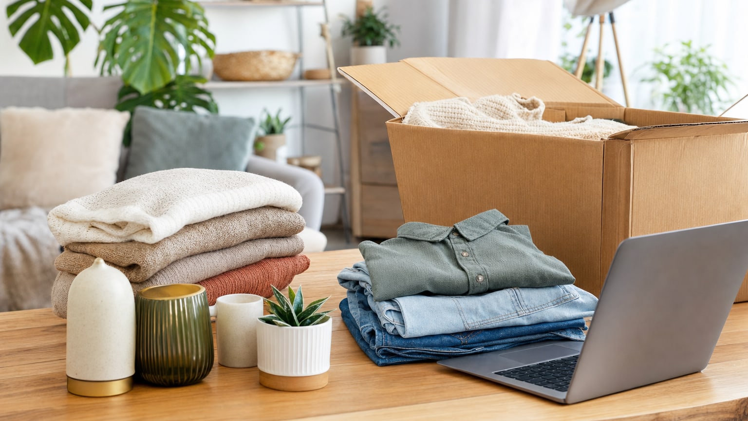 Mode et maison en ligne avec colis de livraison
