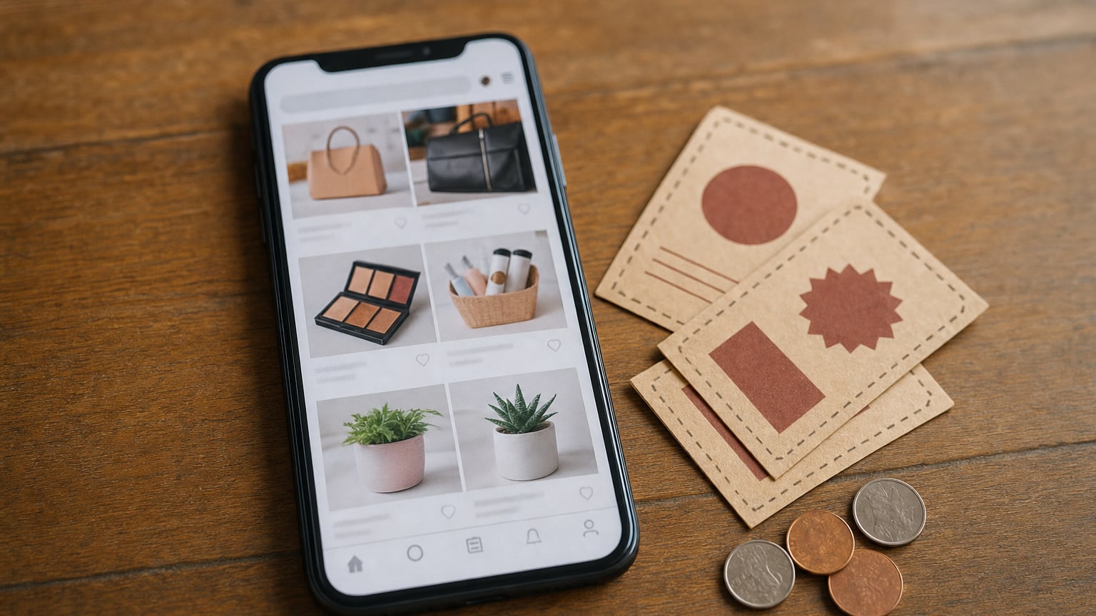 Cumul de réductions, coupons et pièces sur une table