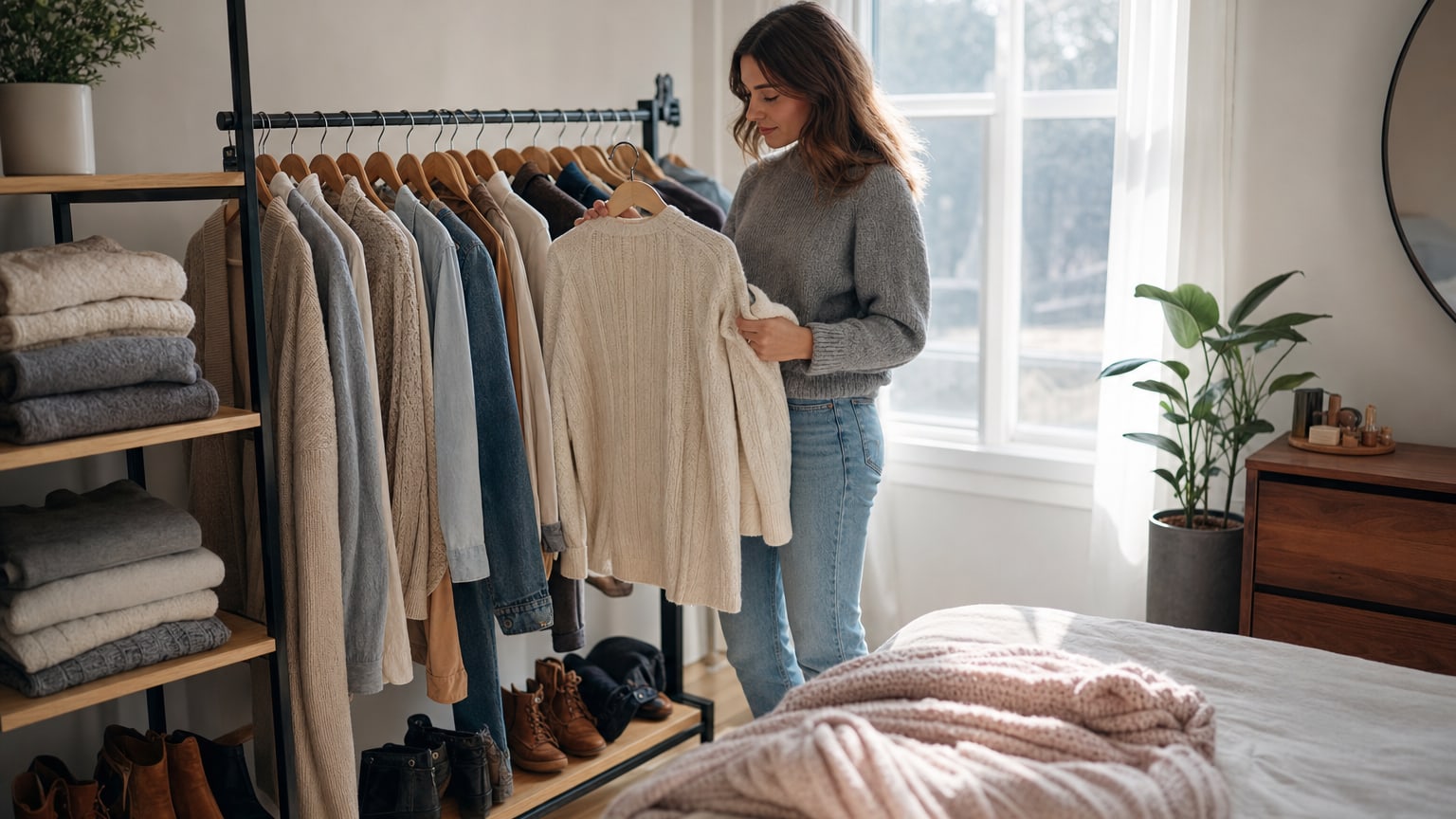 Dressing organisé avec des vêtements