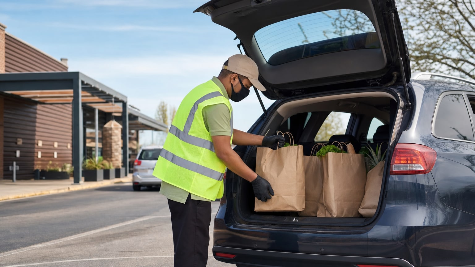 Retrait de courses au drive d'un supermarché